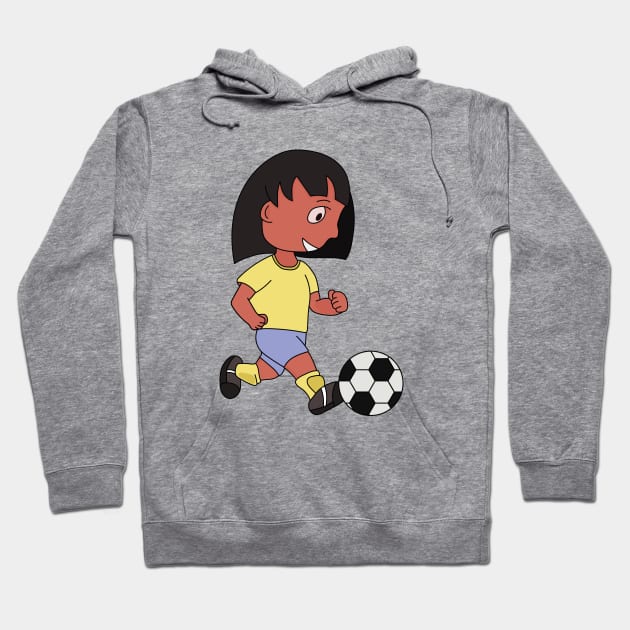 Drawing of a girl playing football Hoodie by DiegoCarvalho